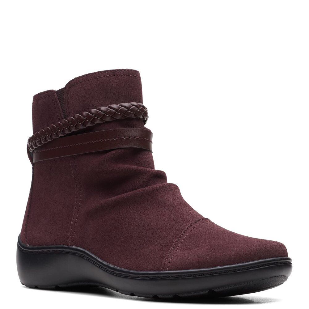 NWT CORA BRAIDBOOT Womens Suede Comfy Ankle Boots , dark brown ,size 7.5